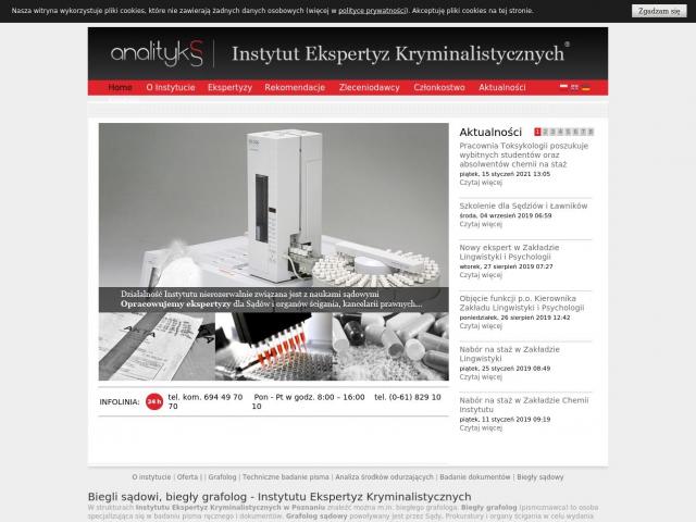 Zobacz Instytut Ekspertyz Kryminalistycznych Analityks Sp. z o.o